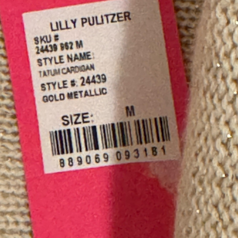 NWT Lilly Pulitzer Tatum Long Fringe Hem Cardigan in Gold Metallic Size Medium - Picture 10 of 11